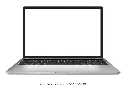 Laptop with blank screen 13 inch isolated on white background - realistic vector eps 10 illustration