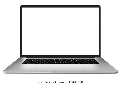 Laptop with blank screen 15 inch isolated on white background - realistic vector eps 10 illustration