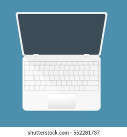 Laptop with blank screen display. Flat vector stock illustration