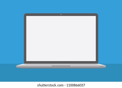 Laptop with blank screen. Laptop flat design vector icon.