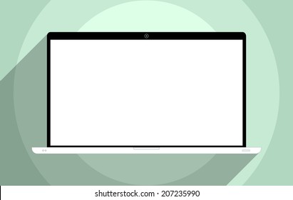 Laptop with blank screen. Flat design illustration.