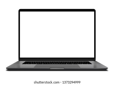 Laptop with blank screen grey color isolated on white background - super high detailed photorealistic esp 10 vector