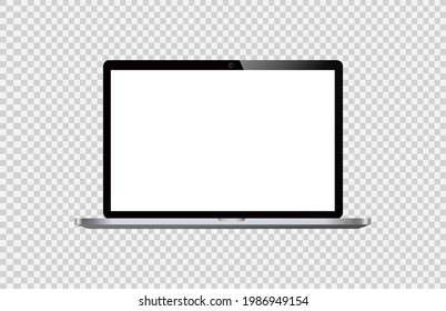 Laptop With Blank Screen Isolate On  Png Or Transparent Background For New Product, Promotion, Advertising, Vector Illustration