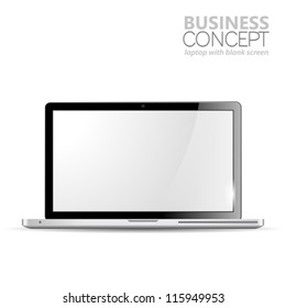 Laptop with Blank Screen, isolated on white background, vector illustration