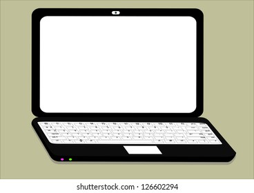 Laptop with blank screen isolated on white