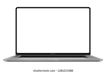 Laptop with blank screen isolated on white modern frame less design - high detailed esp 10 vector