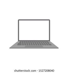 Laptop with blank screen isolated on white background. Flat style. Vector illustration.
