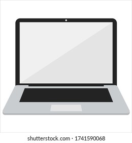 Portátil con pantalla en blanco aislado en fondo blanco. Vector de estilo plano. Portátil con espacio vacío. 