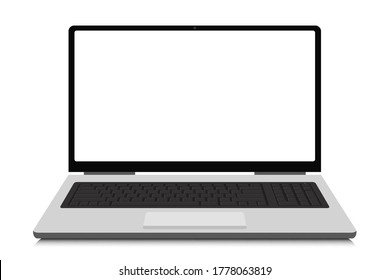 Laptop with blank screen isolated on white background.