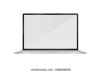Laptop mit leerem Bildschirm einzeln auf weißem Hintergrund
