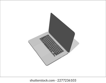 Laptop with blank screen isolated on white background