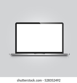Laptop with blank screen isolated on white background , flat Vector design