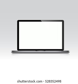 Laptop with blank screen isolated on white background , flat Vector design