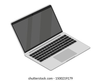 Laptop with blank screen isometric illustration. Modern portable computer 3D vector drawing on white background. Electronic equipment for work and study. Communication gadget. IT technology