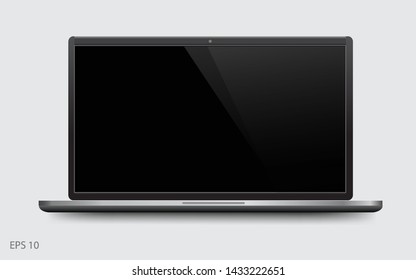 laptop with blank screen, Mock up notebook. Isolated vector illustration