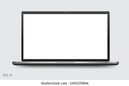 laptop with blank screen, Mock up notebook. Isolated vector illustration