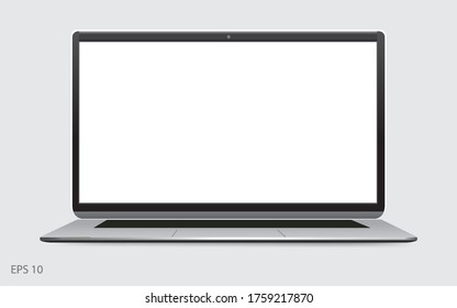 laptop with blank screen, Mock up notebook. Isolated vector illustration