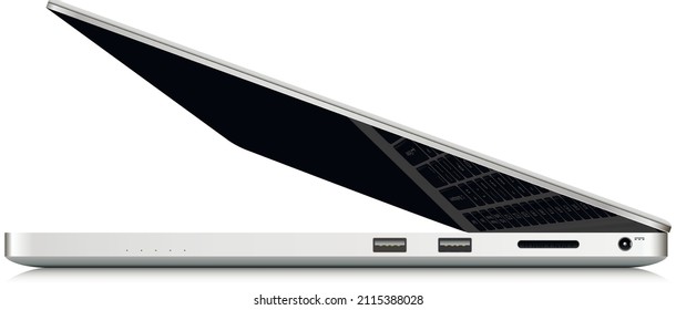Modelación de pantalla en blanco para portátiles, vista lateral