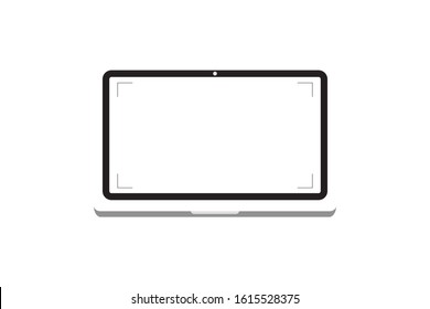 Laptop with blank screen. Notebook white screen template. Computer display on white background.