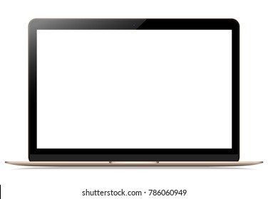 Laptop with blank screen on isolated white background, To present your application design.