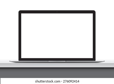 Laptop with blank screen on office desk, work place. illustration vector eps 10