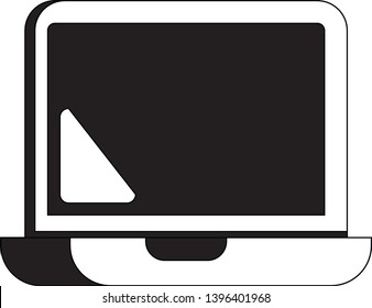 Laptop with blank screen on white background. Technological device template. Flat mockup vector design.