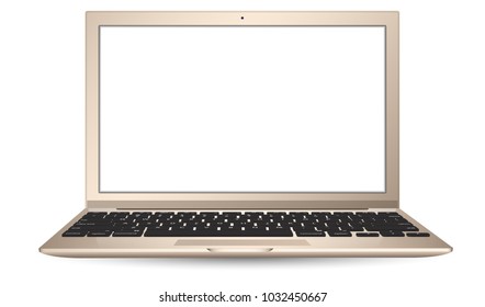 Laptop with blank screen to present your application design. Isolated on a white background