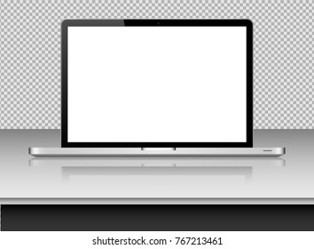 laptop with blank screen to present your application design. Realistic illustration.