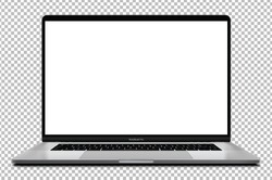 Laptop With Blank Screen Silver Color Isolated On Transparent Background - Super High Detailed Photorealistic Esp 10 Vector