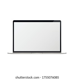 Laptop with blank screen silver color isolated on white background. iMac - monoblock series of personal computers, created by Apple Inc.