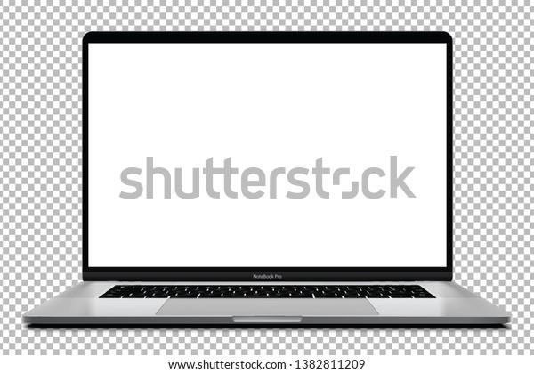 透明な背景にノートパソコンと空白の画面の銀色 超詳細な写真のリアルな超10ベクター画像 のベクター画像素材 ロイヤリティフリー