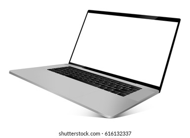 Laptop with blank screen standing on corner - vector eps 10 illustration