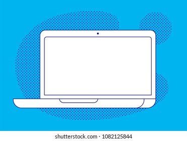 Laptop with blank screen. Vector illustration in flat line style
