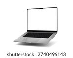 Laptop Blank Screen Vector Mockup Template – Floating Perspective View with Transparent Screen