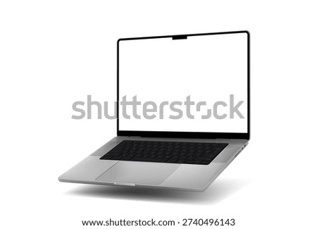 Laptop Blank Screen Vector Mockup Template – Floating Perspective View with Transparent Screen