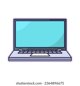 Laptop with Blank Screen Vivid Flat Image. Perfect for different cards, textile, web sites, apps 