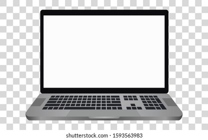 Laptop with a blank screen with a white background. mockups template design, vector illustration elements.