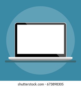 laptop with blank touch screen isolated, flat design vector illustration eps10