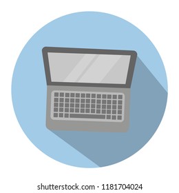 Laptop in Blue circle.