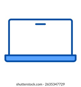 Laptop blue color icon. Simple vector icon design in blue color style. Editable vector format