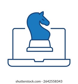 Laptop Blue Line Editable Stroke Icon. PC, Computer Functions, Settings, Technology, Security, Shopping, Wallet, Marketing, Promotion, Communication Collection Vector Illustration.