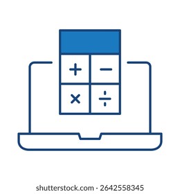 Laptop Blue Line Editable Stroke Icon. PC, Computer Functions, Settings, Technology, Security, Shopping, Wallet, Marketing, Promotion, Communication Collection Vector Illustration.