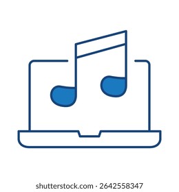 Laptop Blue Line Editable Stroke Icon. PC, Computer Functions, Settings, Technology, Security, Shopping, Wallet, Marketing, Promotion, Communication Collection Vector Illustration.