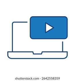 Ícone De Traço Editável Da Linha Azul Do Laptop. PC, Funções do computador, Configurações, Tecnologia, Segurança, Compras, Carteira, Marketing, Promoção, Ilustração de vetor de coleção de comunicação.