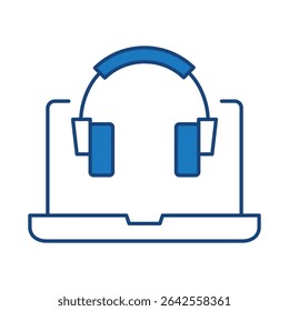 Laptop Blue Line Editable Stroke Icon. PC, Computer Functions, Settings, Technology, Security, Shopping, Wallet, Marketing, Promotion, Communication Collection Vector Illustration.
