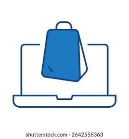 Laptop Blue Line Editable Stroke Icon. PC, Computer Functions, Settings, Technology, Security, Shopping, Wallet, Marketing, Promotion, Communication Collection Vector Illustration.
