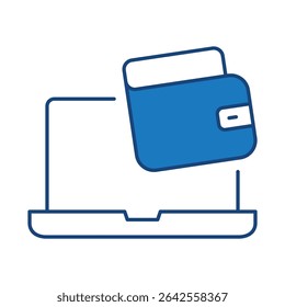 Laptop Blue Line Editable Stroke Icon. PC, Computer Functions, Settings, Technology, Security, Shopping, Wallet, Marketing, Promotion, Communication Collection Vector Illustration.
