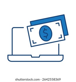 Laptop Blue Line Editable Stroke Icon. PC, Computer Functions, Settings, Technology, Security, Shopping, Wallet, Marketing, Promotion, Communication Collection Vector Illustration.