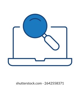 Laptop Blue Line editierbares Strichsymbol. PC, Computerfunktionen, Einstellungen, Technologie, Sicherheit, Einkauf, Geldbörse, Marketing, Werbung, Kommunikationssammlung, Vektorgrafik.