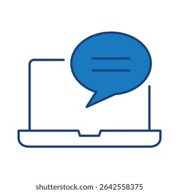 Laptop Blue Line Editable Stroke Icon. PC, Computer Functions, Settings, Technology, Security, Shopping, Wallet, Marketing, Promotion, Communication Collection Vector Illustration.